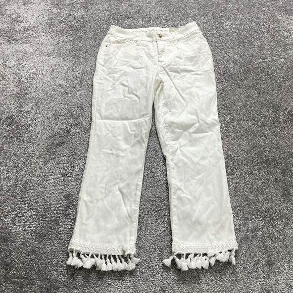 Chico's White Ankle Jeans with Fringe Hem - Picture 1 of 16